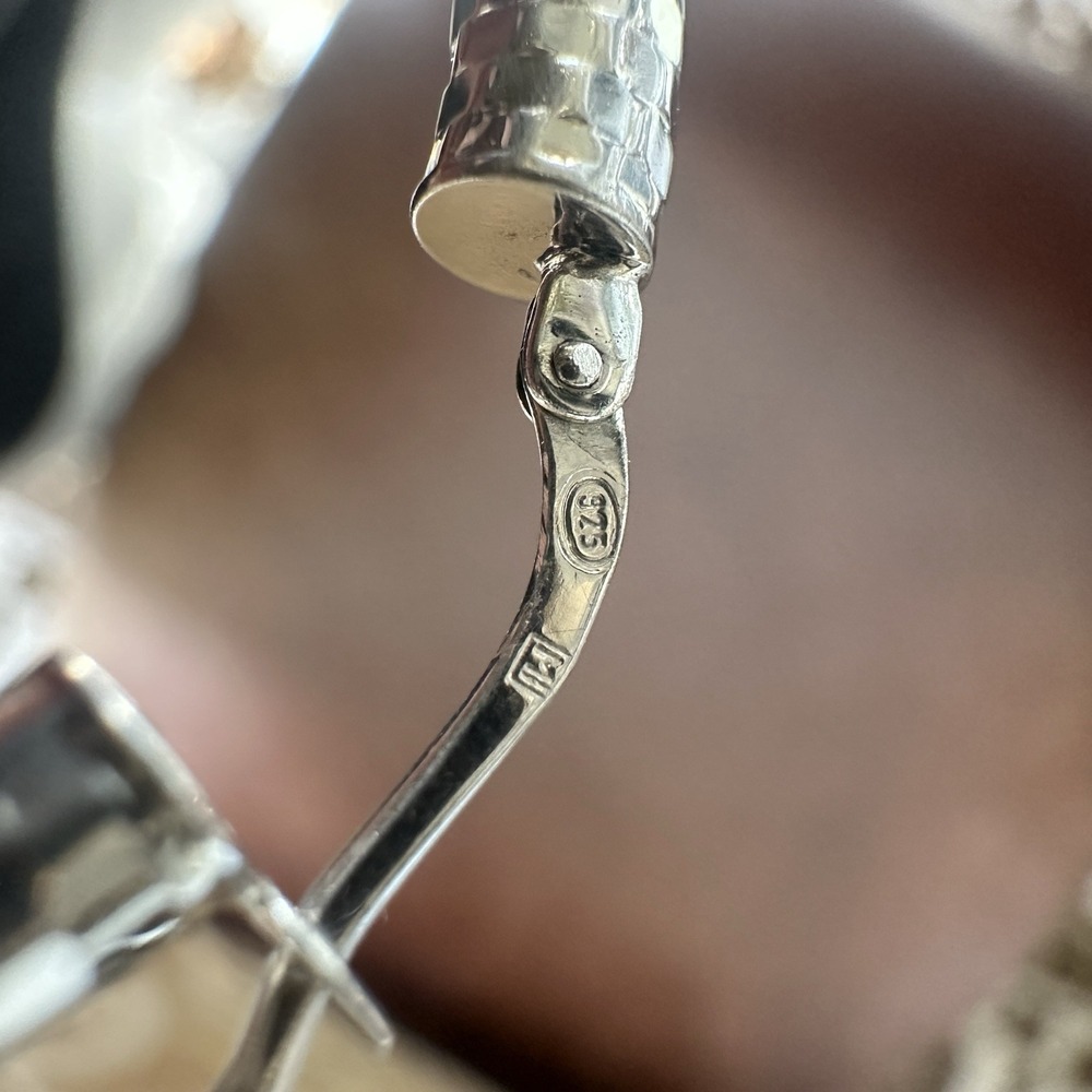 VTG MI Media‎ Imports Hoop Earrings 1.5 Inch Textured Italy 925 Sterling 5.3g - Picture 6 of 8